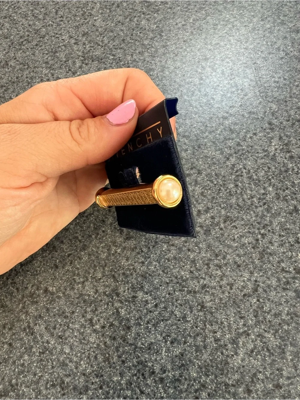 Givenchy Gold Engraved Bar Brooch